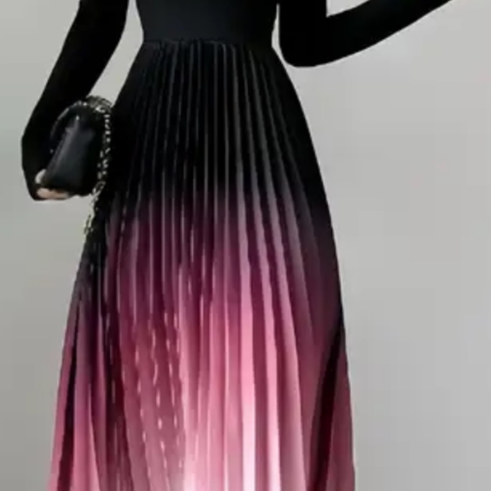 SHEIN Black and Pink Ombre Midi Dress
